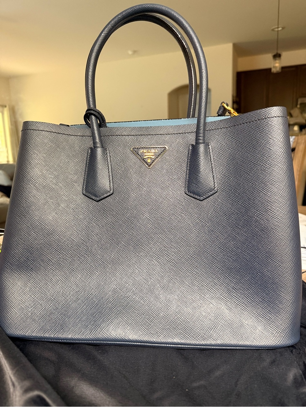 Authentic Prada Saffiano Cuir Medium Double Tote Bag